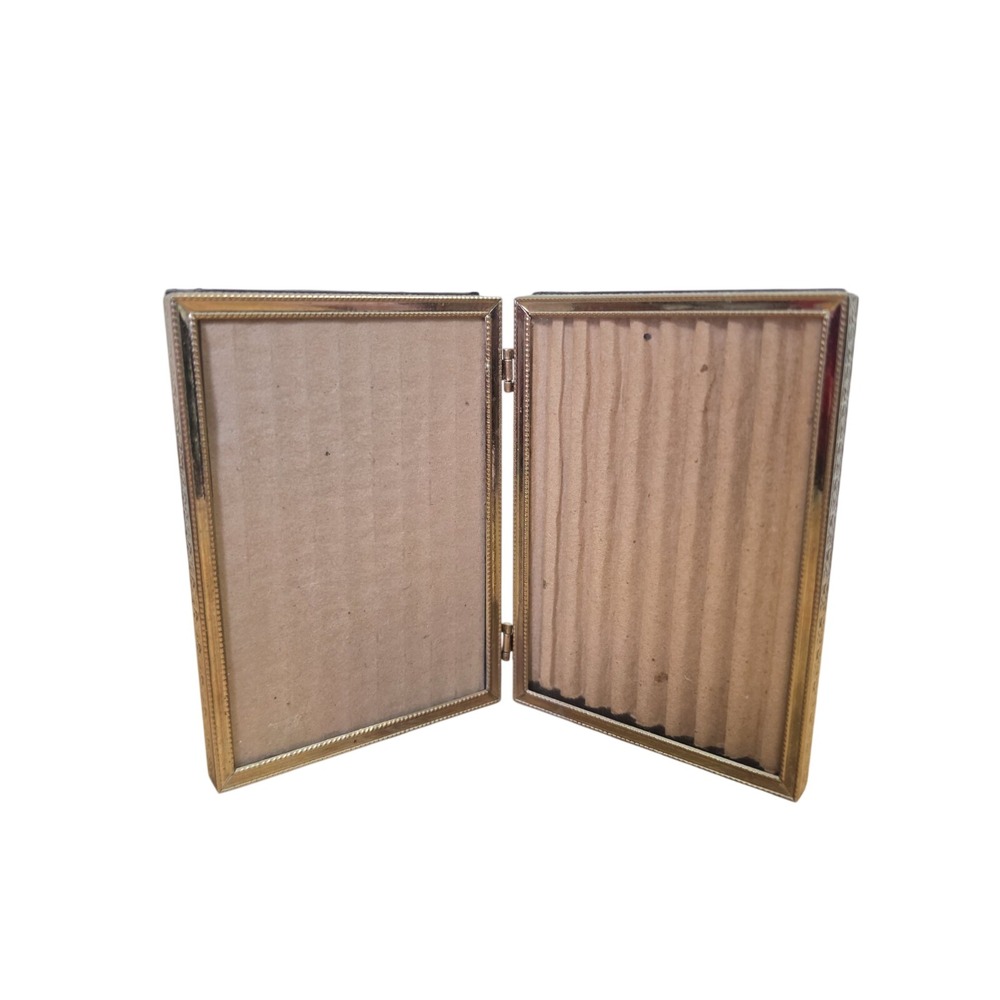 Gold Tone Double Hinged Folding Picture Frame NWOT